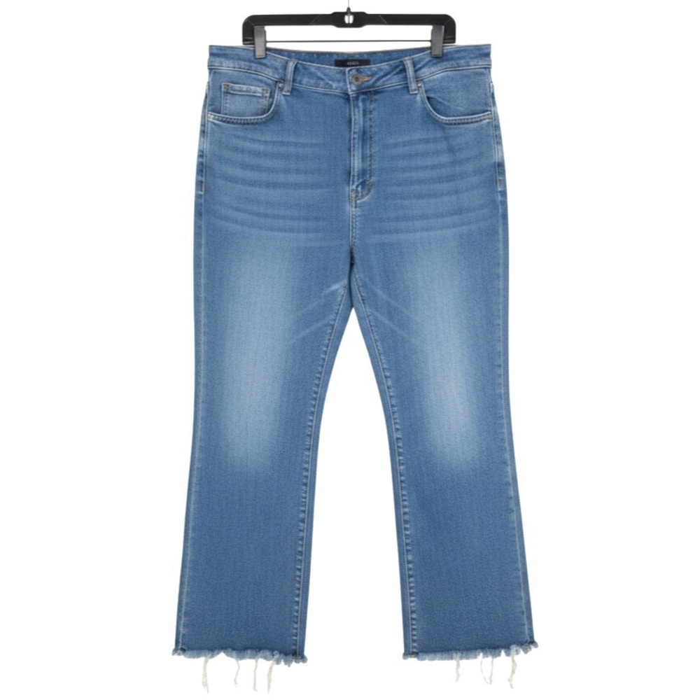 RISEN JEANS Denim SHREDDED FRAY HEM Straight Ankle Leg HIGH-RISE Jeans Sz 3XL